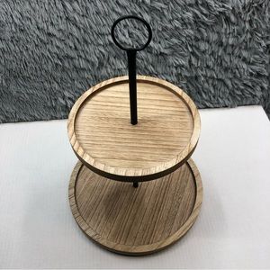 Tier Tray Top Tiered Brand New Wood Grain Metal Rod Two Tiers